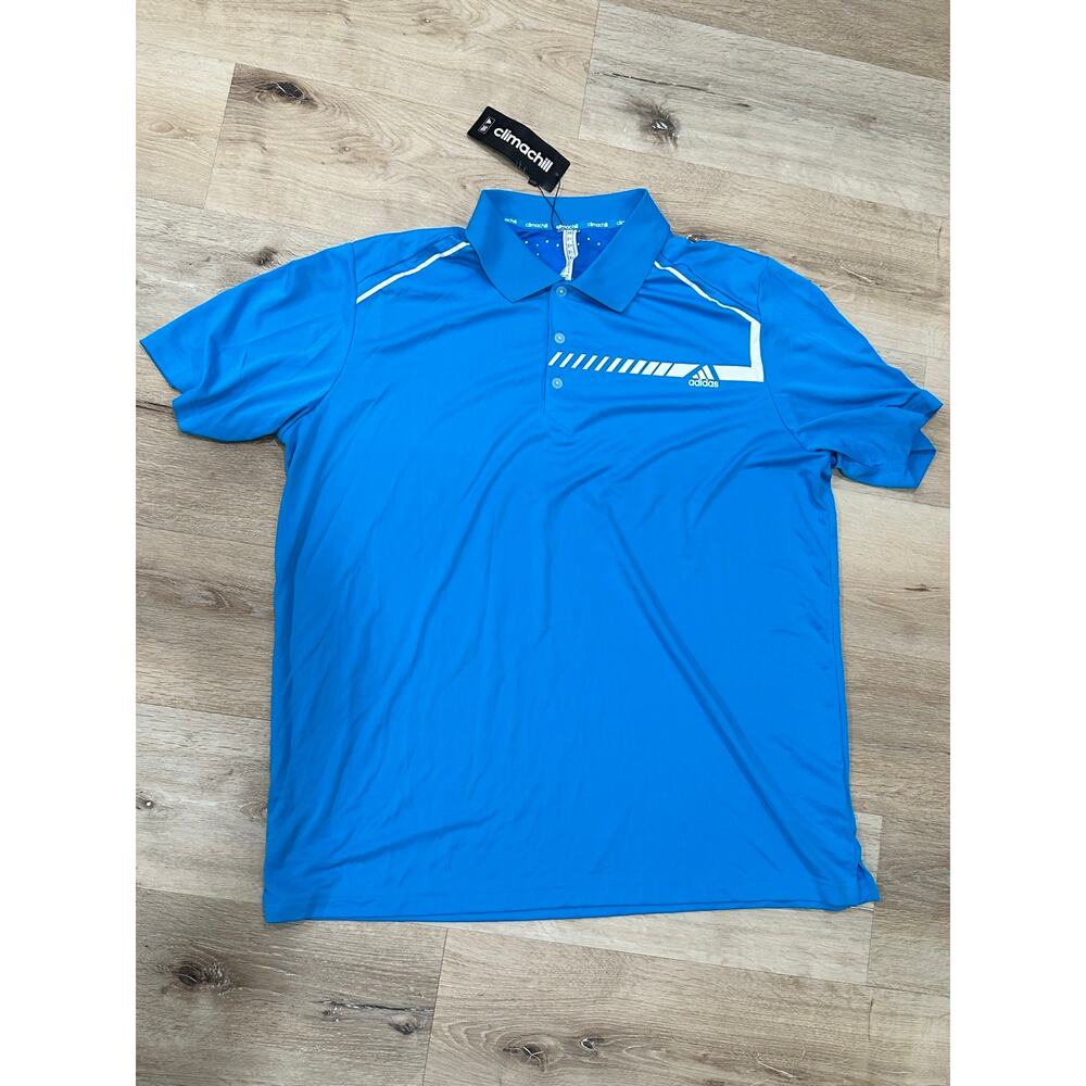 NWT Adidas Golf ClimaChill Polo Men’s 2XL Blue White Pro Athletic Shirt